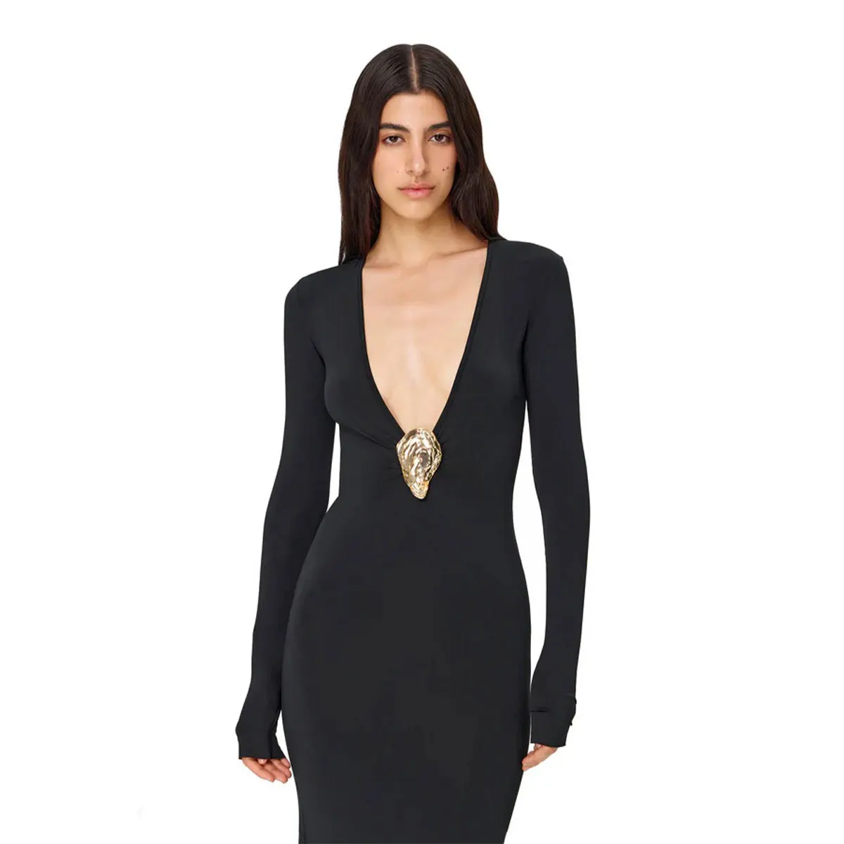Long sleeved deep V pure black one-piece slim fit beach skirt with buttocks, 2025 new beach vacation long skirt
Long sleeved deep V pure black one-piece slim fit beach skirt with buttocks, 2025 new beach vacation long skirt