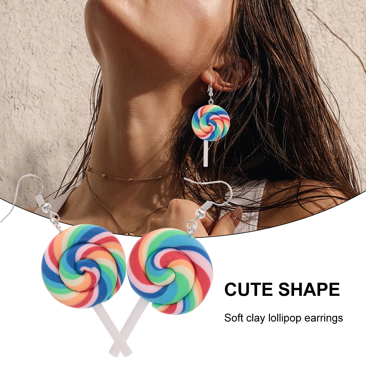 4 Pcs Ear Studs Earrings Lollipop Clay Decorations Polymer Creative Women 
4 Pcs Ear Studs Earrings Lollipop Clay Decorations Polymer Creative Women