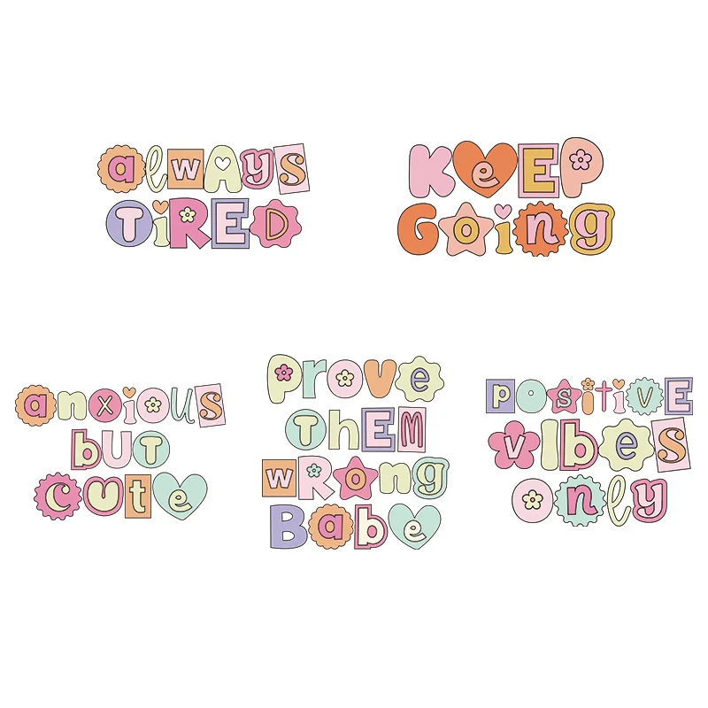 Cartoon Colorful Letters Heat Transfer Vinyl DTF Iron On Transfers Sticker For DIY T-Shirt Hoodies Pillows Washable Decal
Cartoon Colorful Letters Heat Transfer Vinyl DTF Iron On Transfers Sticker For DIY T-Shirt Hoodies Pillows Washable Decal