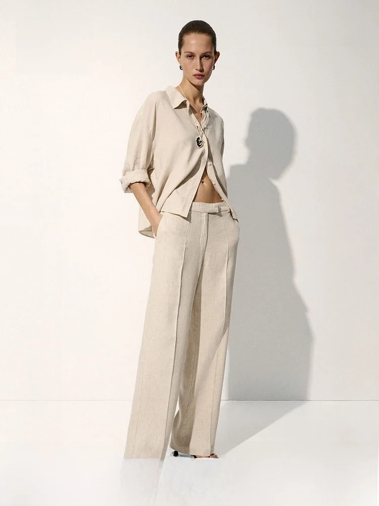 H&M Women's Khaki Trousers 2026 Summer New Linen Blend Commuter Professional Straight Leg Long Trousers Elegant Ladies
H&M Women's Khaki Trousers 2026 Summer New Linen Blend Commuter Professional Straight Leg Long Trousers Elegant Ladies