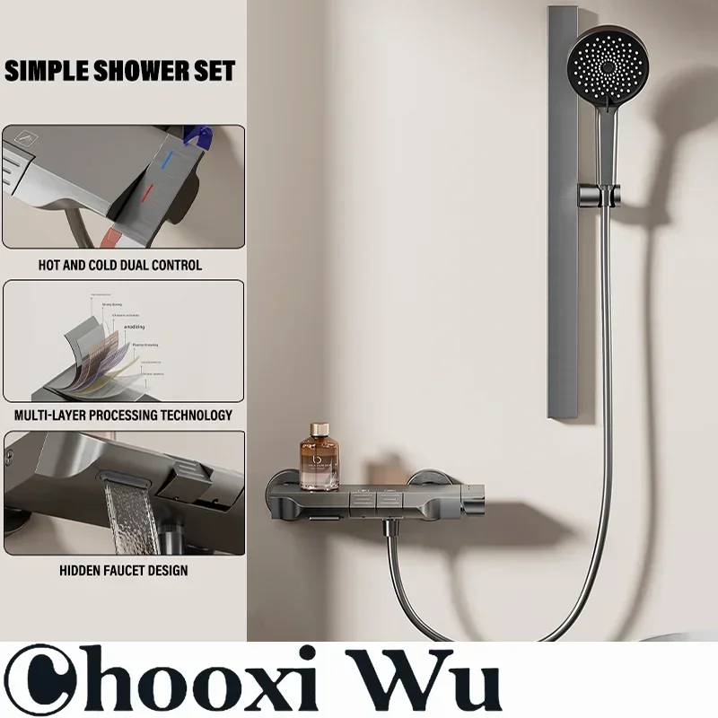 CHOOXIWU - Grey Rainfall Pressurized Bathroom Shower Set Wall Mounted Two Ways Water Outlet Shower System with Faucet
CHOOXIWU - Grey Rainfall Pressurized Bathroom Shower Set Wall Mounted Two Ways Water Outlet Shower System with Faucet
