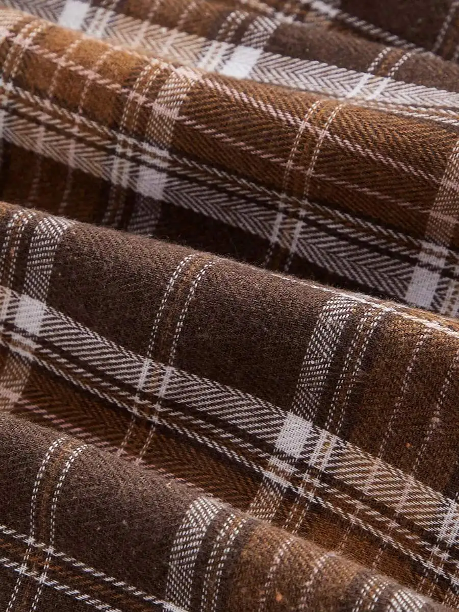 Brown Brushed Plaid Spaghetti Strap Dress For Summer
Brown Brushed Plaid Spaghetti Strap Dress For Summer