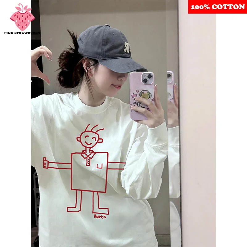 Cartoon figurine graffiti T-shirt Women Autumn Winter 2025 New White Long sleeved T-shirt Loose Casual Y2k Top Female clothing
Cartoon figurine graffiti T-shirt Women Autumn Winter 2025 New White Long sleeved T-shirt Loose Casual Y2k Top Female clothing