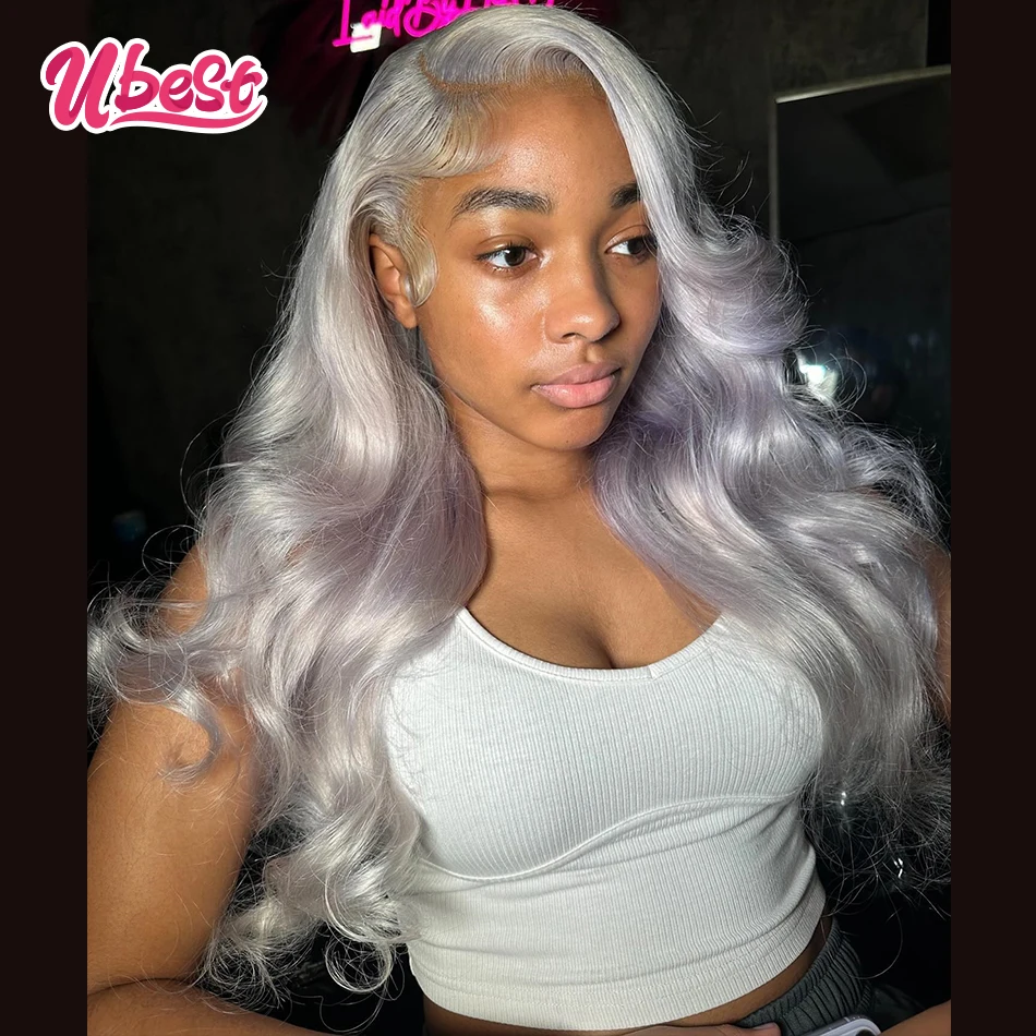 Ubest Silver Grey Colored Body Wave 13x6 Lace Front Wigs Brazilian 10A Human Hair Transparent Glueless Wig Pre Plucked For Women 
Ubest Silver Grey Colored Body Wave 13x6 Lace Front Wigs Brazilian 10A Human Hair Transparent Glueless Wig Pre Plucked For Women