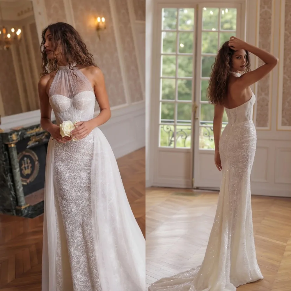 Gorgeous Wedding Dresses Bridal Gowns Appliques Halter Detachable Train Sleeveless Backless Zipper Vestidos De Novia Customized
Gorgeous Wedding Dresses Bridal Gowns Appliques Halter Detachable Train Sleeveless Backless Zipper Vestidos De Novia Customized