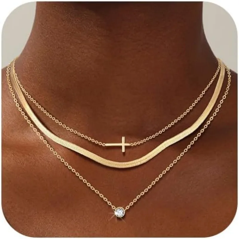 Золотое многослойное ожерелье с крестом для женщин, кулон из 14-каратного золота с кубическим цирконием, модный подарок для ювелирных изделий
Золотое многослойное ожерелье с крестом для женщин, кулон из 14-каратного золота с кубическим цирконием, модный подарок для ювелирных изделий