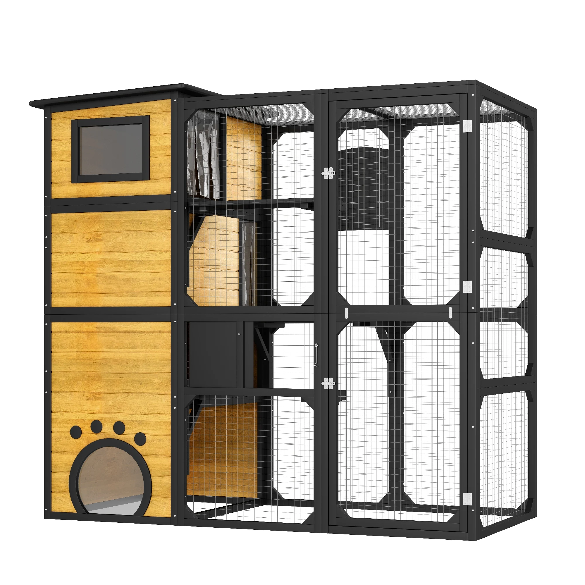 &c Wood Cat Catio Outdoor 4-Tier Enclosure with Window Access Walk-in Cage & House Warm Design
&c Wood Cat Catio Outdoor 4-Tier Enclosure with Window Access Walk-in Cage & House Warm Design