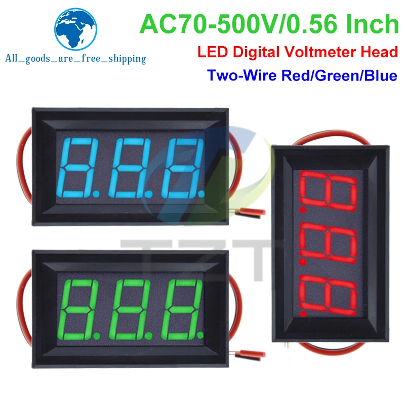 AC 70-500V 0.56" LED Digital Voltmeter Voltage Meter Volt Instrument Tool 2 Wires Red Green Blue Display 110V 220V DIY 0.56 Inch
AC 70-500V 0.56" LED Digital Voltmeter Voltage Meter Volt Instrument Tool 2 Wires Red Green Blue Display 110V 220V DIY 0.56 Inch
