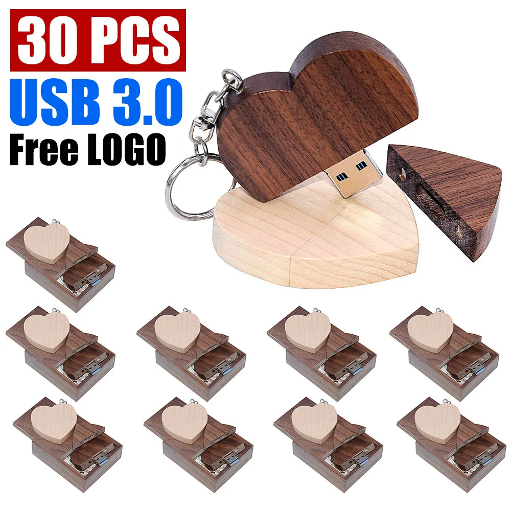 30pcs Creative Love Heart USB 3.0 Flash Drive 8GB 16GB 32GB 64GB128GB Pendrive Wooden + BOX Pen Drive with Chain for Memory Gift
30pcs Creative Love Heart USB 3.0 Flash Drive 8GB 16GB 32GB 64GB128GB Pendrive Wooden + BOX Pen Drive with Chain for Memory Gift