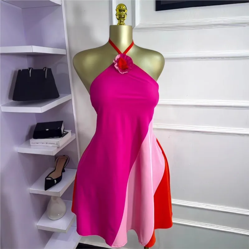 Summer New Flowers Halter Neck Mini Dresses Women Sexy Backless Leace-up Short Dress Fashion Sweet And Fresh Lady Vestidos
Summer New Flowers Halter Neck Mini Dresses Women Sexy Backless Leace-up Short Dress Fashion Sweet And Fresh Lady Vestidos