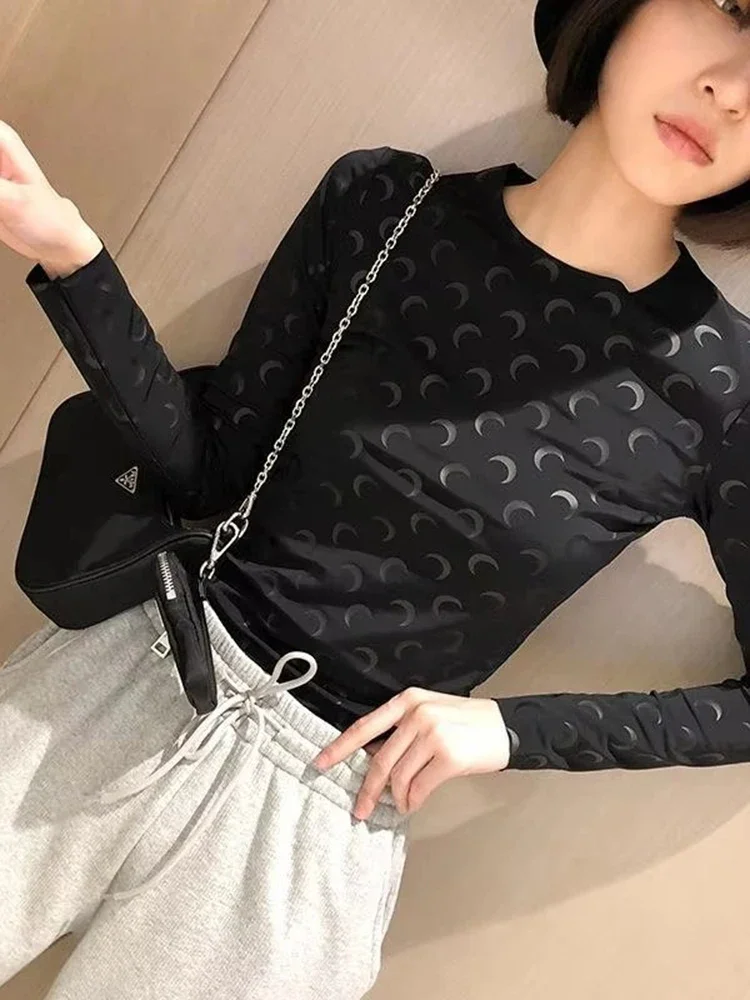 Fashionable Printed Slim Fit Elastic Long Sleeved Women's T-Shirt Korean Casual Thin Comfortable Round Neck with Women Top
Fashionable Printed Slim Fit Elastic Long Sleeved Women's T-Shirt Korean Casual Thin Comfortable Round Neck with Women Top