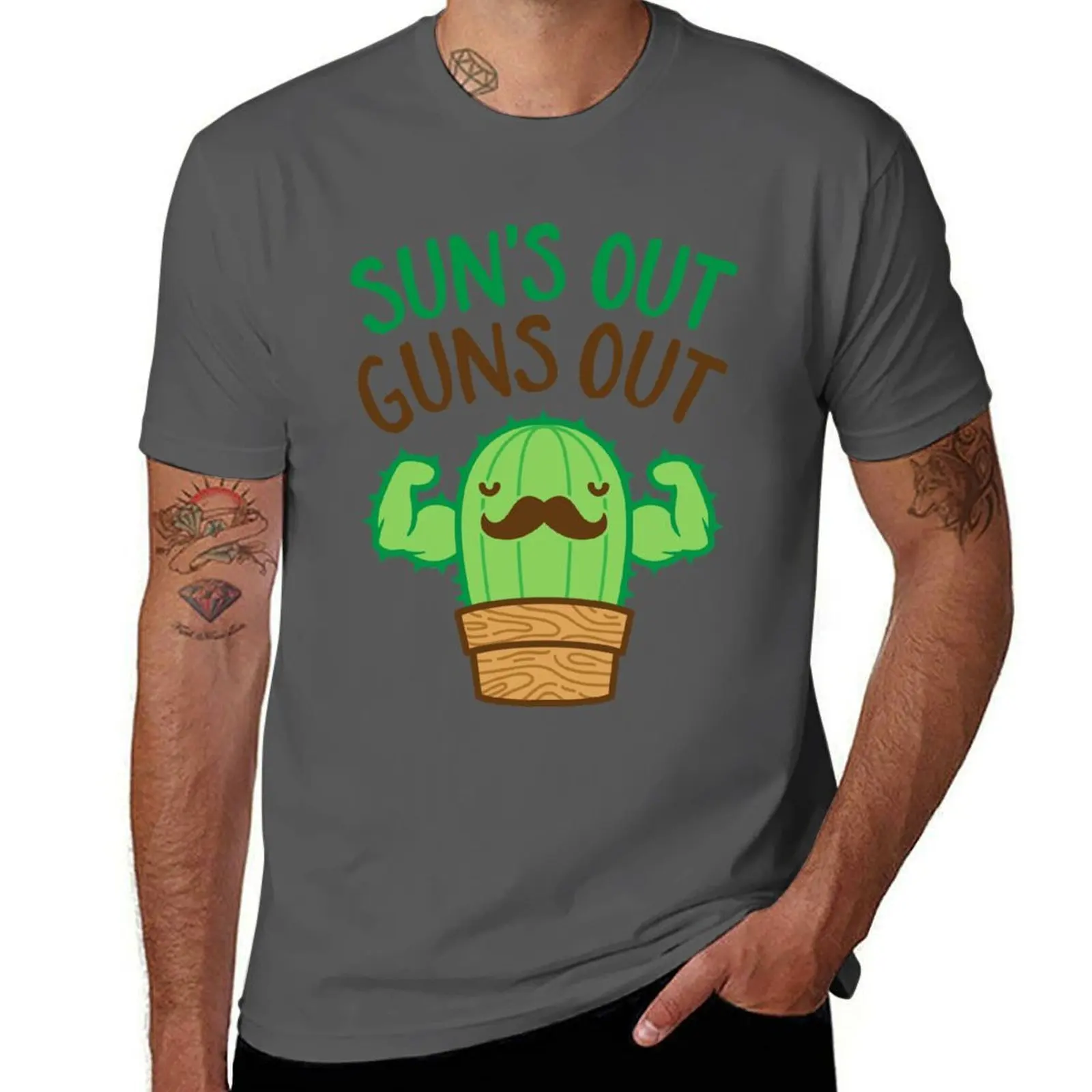 Guns Out Macho Cactus Out Sun's T-Shirt Construction Work Tee Shirt
Guns Out Macho Cactus Out Sun's T-Shirt Construction Work Tee Shirt