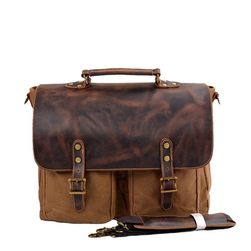 Nesitu A4 Vintage Waxed Canvas Genuine Leather Executive 14'' Laptop Women Men Briefcase Portfolio Shoulder Messenger Bag M5150
Nesitu A4 Vintage Waxed Canvas Genuine Leather Executive 14'' Laptop Women Men Briefcase Portfolio Shoulder Messenger Bag M5150