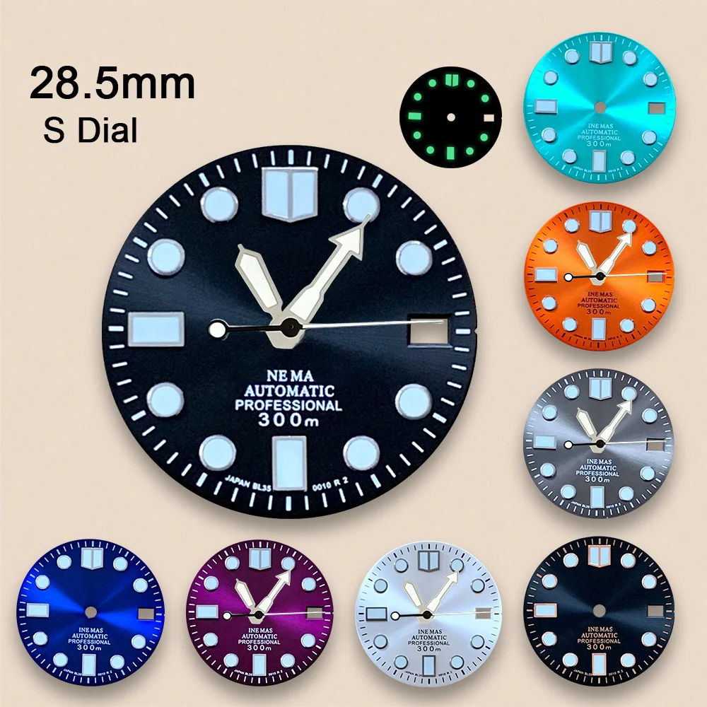 High Quality 28.5mm S Logo Enamel Dial Fit NH35/NH36/4R/7S Movement Green Luminous Watch Modification Accessories
High Quality 28.5mm S Logo Enamel Dial Fit NH35/NH36/4R/7S Movement Green Luminous Watch Modification Accessories