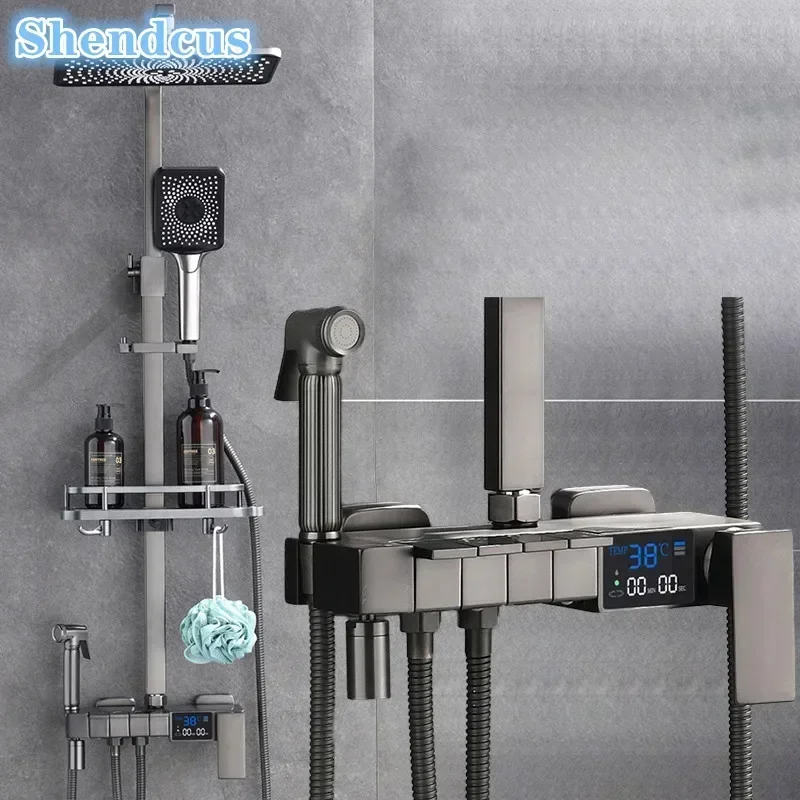 Grey Piano Digital Bathroom Shower Set 12 Inch Rain Shower Head Copper Bathroom Faucet Accessories Thermostatic Shower System
Grey Piano Digital Bathroom Shower Set 12 Inch Rain Shower Head Copper Bathroom Faucet Accessories Thermostatic Shower System
