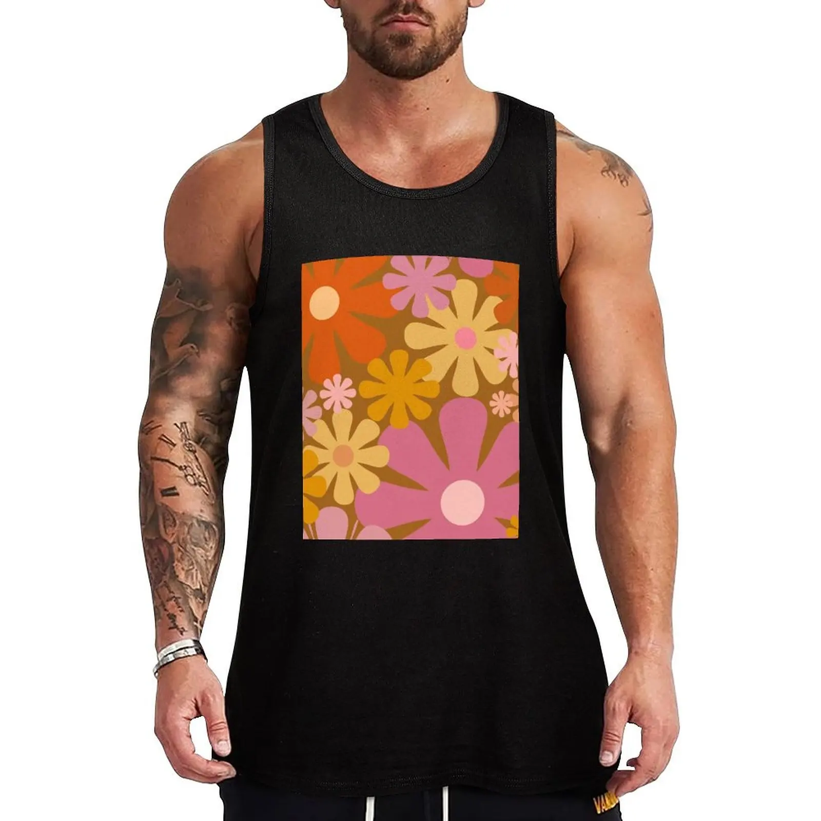 Retro 60s 70s Flowers - Vintage Style Floral Pattern in Thulian Pink, Orange, Mustard, and Brown Tank Top
Retro 60s 70s Flowers - Vintage Style Floral Pattern in Thulian Pink, Orange, Mustard, and Brown Tank Top