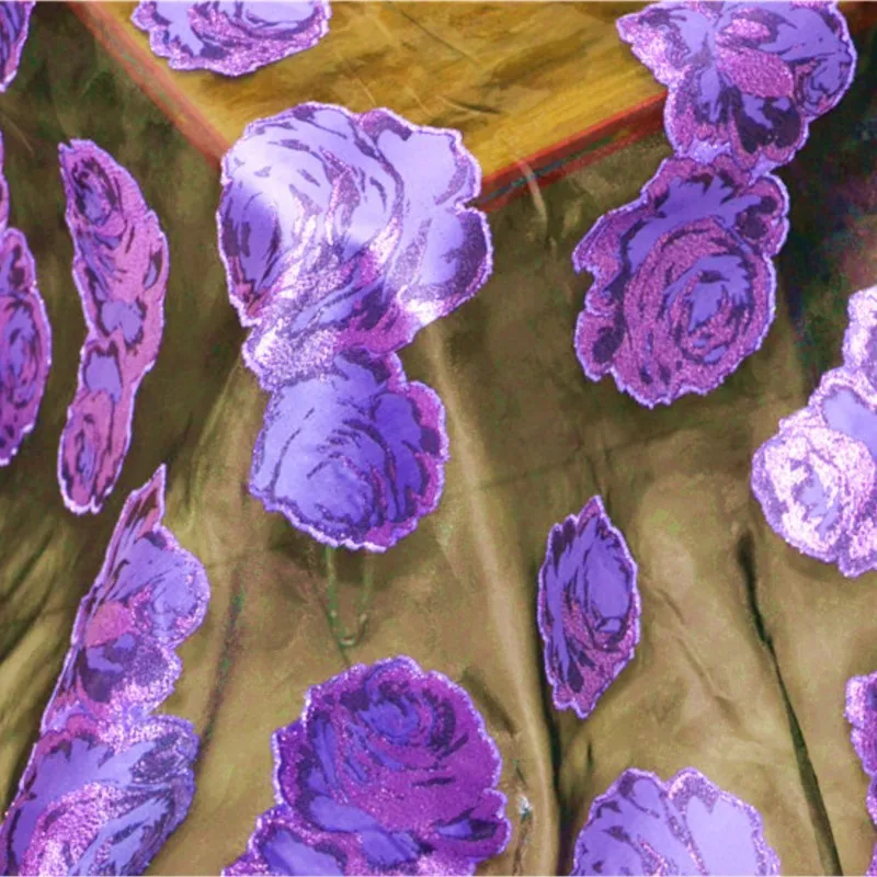 Black base purple lustrous silk jacquard organza transparent fashion fabric small coat puffy skirt dress
Black base purple lustrous silk jacquard organza transparent fashion fabric small coat puffy skirt dress