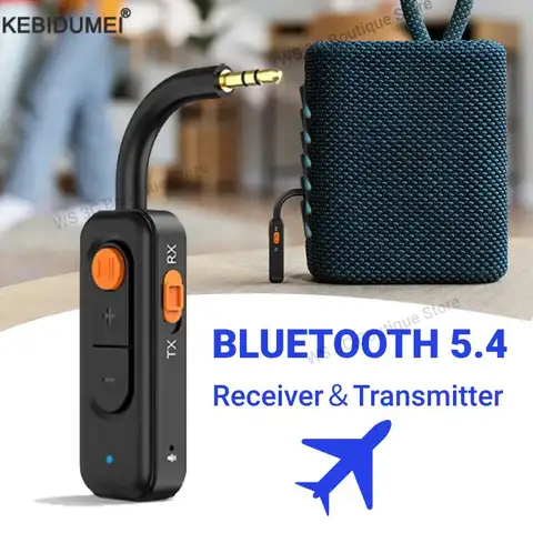 Bluetooth 5.4 Transmitter Receiver 3.5MM AUX Hifi Stereo Music Wireless Audio Adapter With Mic For Car Airplane TV PC Headphone
