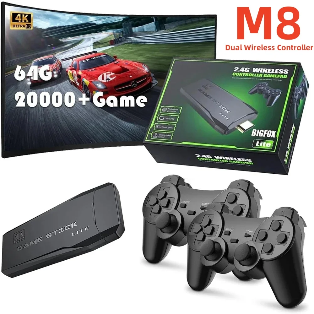 BOYHOM Video Game M8 Console 2.4G Dual Wireless Controller Game Stick 4K 20000 games 64G Retro game For Dropshiopping Xmas Gift
BOYHOM Video Game M8 Console 2.4G Dual Wireless Controller Game Stick 4K 20000 games 64G Retro game For Dropshiopping Xmas Gift