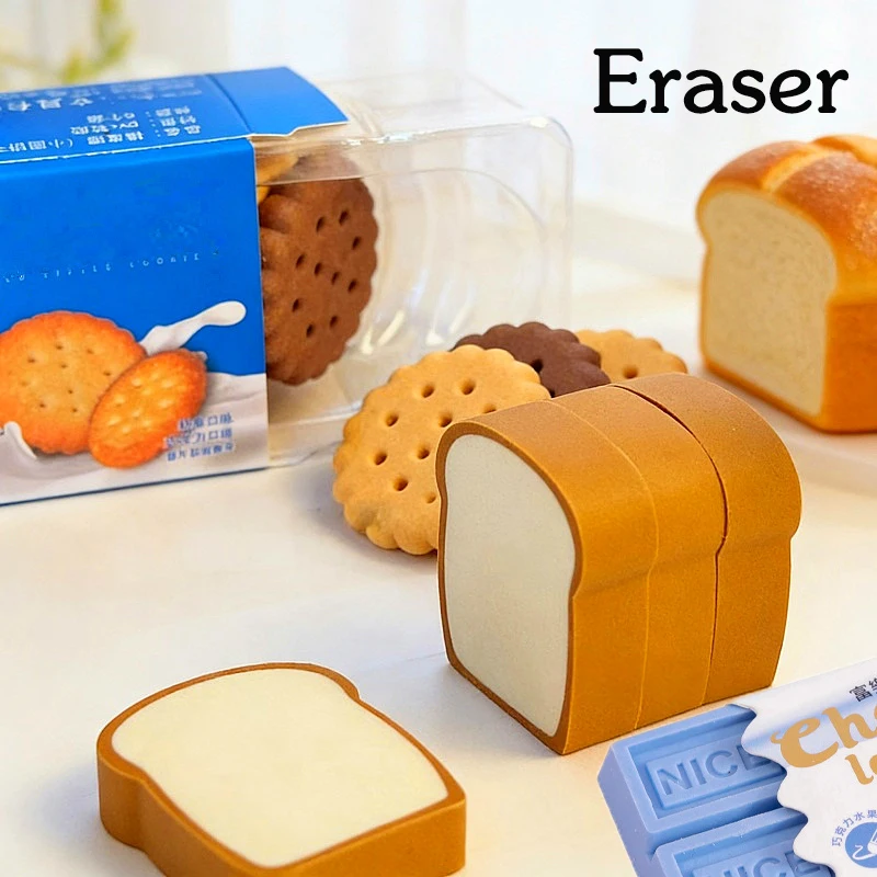 Rubber erasers / Cookie, chocolate, and toast-shaped erasers / Food-shaped rubber erasers / School supplies
Rubber erasers / Cookie, chocolate, and toast-shaped erasers / Food-shaped rubber erasers / School supplies