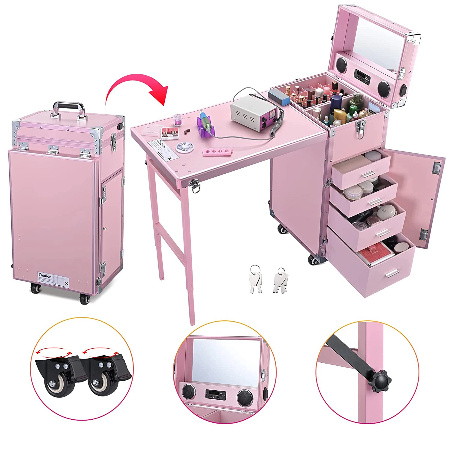 Portable and foldable nail polish storage studio tech table technician nail desks with drawers manicure table for salon shops
Portable and foldable nail polish storage studio tech table technician nail desks with drawers manicure table for salon shops