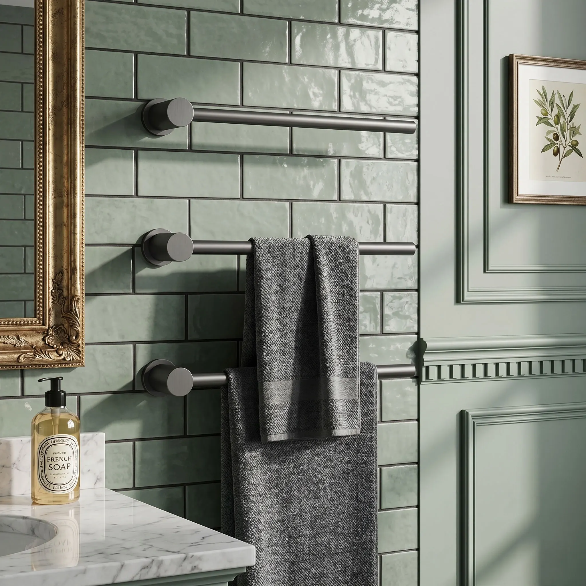 Gray Rod rass Wall Mounted Bath Storage Organizer Bathroom Hanger Towel Rack Bathroom Accessories
Gray Rod rass Wall Mounted Bath Storage Organizer Bathroom Hanger Towel Rack Bathroom Accessories