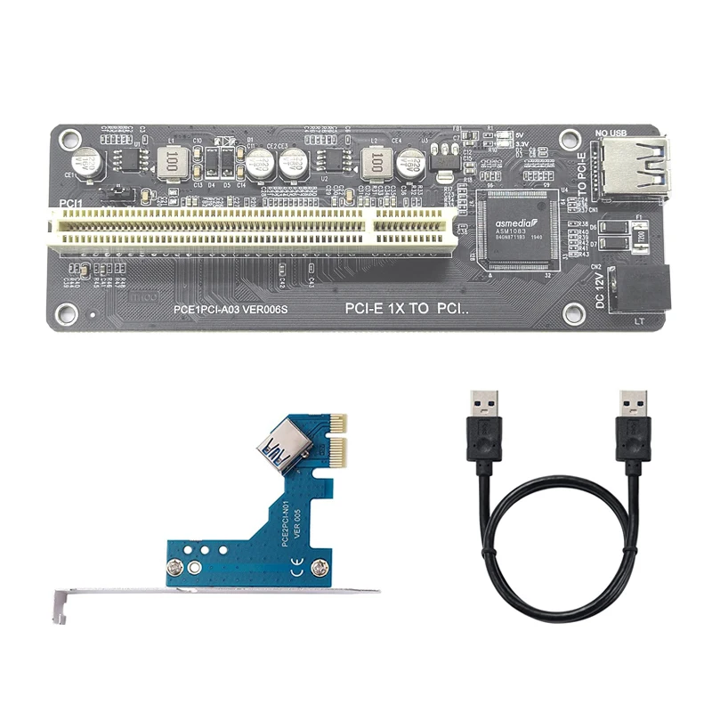 PCI E/NVME/Mini PCIE to PCI Riser Card Dual PCI High Efficiency Adapter Converter with USB 3.0 Cable for Desktop PC ASM1083 Chip
PCI E/NVME/Mini PCIE to PCI Riser Card Dual PCI High Efficiency Adapter Converter with USB 3.0 Cable for Desktop PC ASM1083 Chip