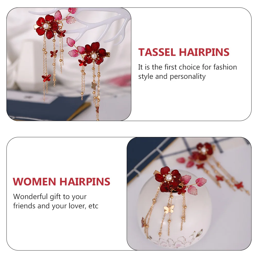 Pomegranate Flower Hair Clip Vintage Bobby Pins Retro Barrette Durable Alloy Elegant For Wedding Party Gift Women Tassel 
Pomegranate Flower Hair Clip Vintage Bobby Pins Retro Barrette Durable Alloy Elegant For Wedding Party Gift Women Tassel
