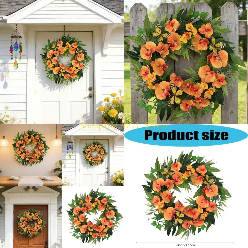 KX4B Artificial Phalaenopsis Flower Wreath for Front Door Garden Wedding Backdrop
KX4B Artificial Phalaenopsis Flower Wreath for Front Door Garden Wedding Backdrop