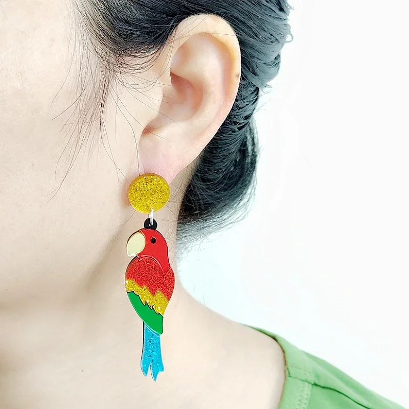 Glitter Acrylic Jewelry Parrot Earrrings For Women Handmade Splicing Accessories
Glitter Acrylic Jewelry Parrot Earrrings For Women Handmade Splicing Accessories