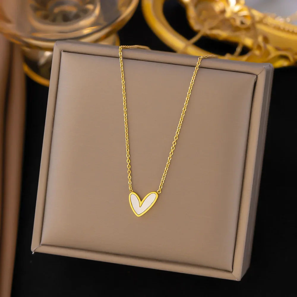 Stainless Steel Shell Love Heart Pendant Necklace For Women Girls Gold Color Korean Style Clavicle Chain Wedding Jewelry Gifts
Stainless Steel Shell Love Heart Pendant Necklace For Women Girls Gold Color Korean Style Clavicle Chain Wedding Jewelry Gifts