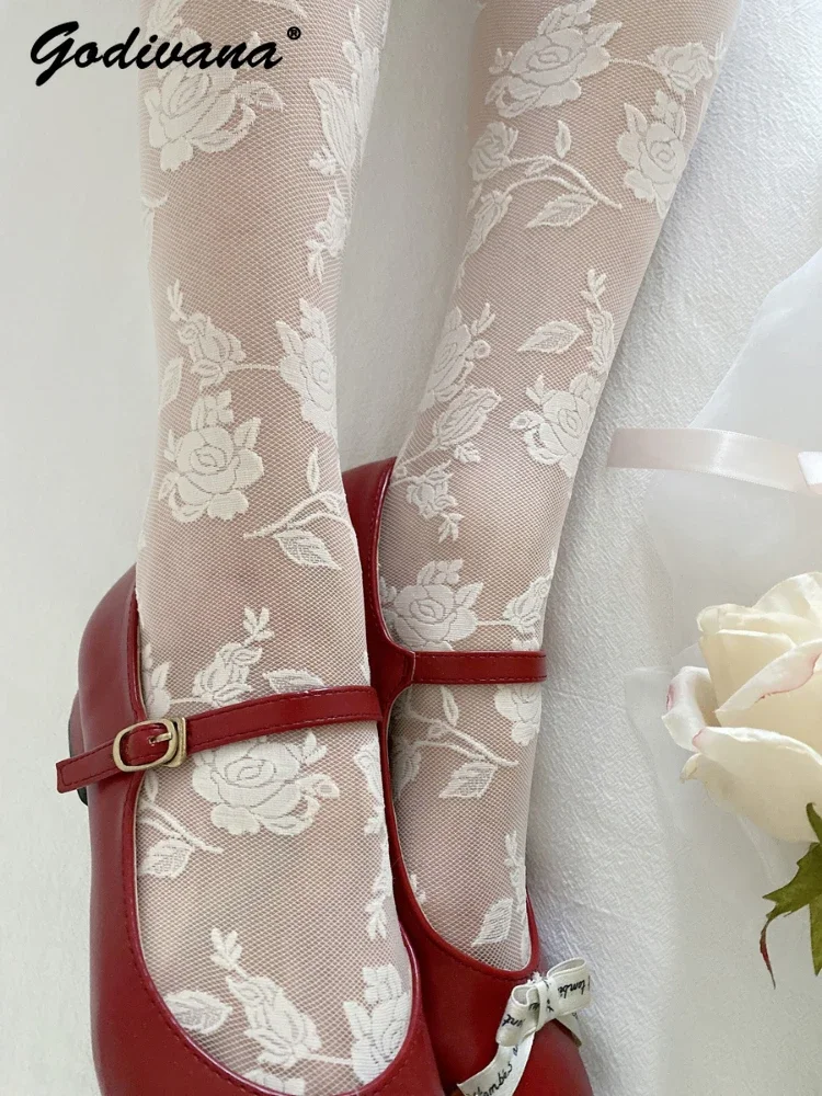 Gentle Cream Stockings Women's Spring Summer Thin Japanese Sweet Romantic Rose Lace Retro White Socks Ladies Sexy Pantyhose
Gentle Cream Stockings Women's Spring Summer Thin Japanese Sweet Romantic Rose Lace Retro White Socks Ladies Sexy Pantyhose