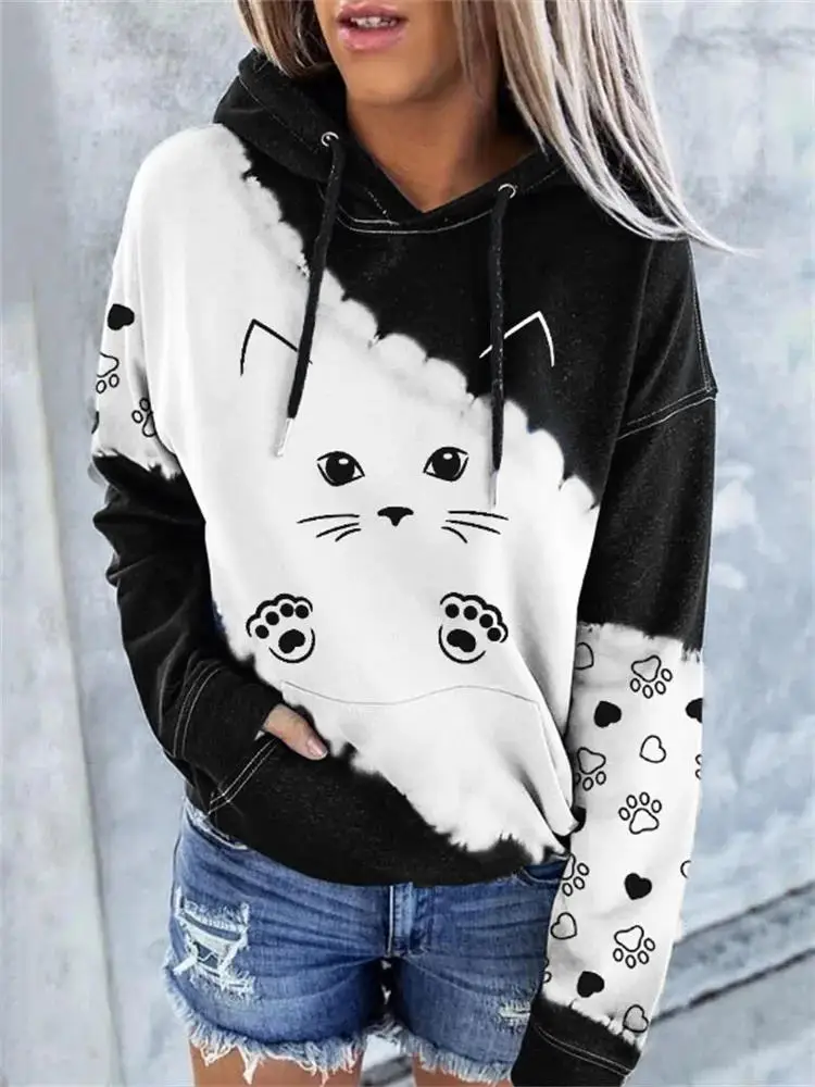 Women's Kitten Paw Print Hoodie Long Sleeve Cute Hoodie Lightweight Pullover Casual Ladies Sweatshirt Fall Autumn Pullover
Women's Kitten Paw Print Hoodie Long Sleeve Cute Hoodie Lightweight Pullover Casual Ladies Sweatshirt Fall Autumn Pullover