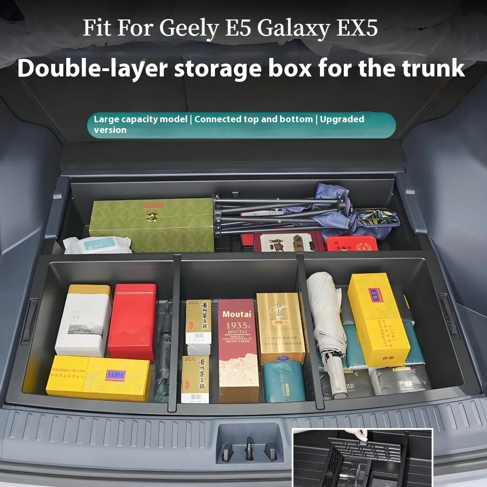 Подходит для Geely E5 Galaxy EX5, верхний ящик для хранения багажника автомобиля, органайзер с скрытым наполнением, волшебная коробка, модифицированные детали для интерьера 
Подходит для Geely E5 Galaxy EX5, верхний ящик для хранения багажника автомобиля, органайзер с скрытым наполнением, волшебная коробка, модифицированные детали для интерьера
