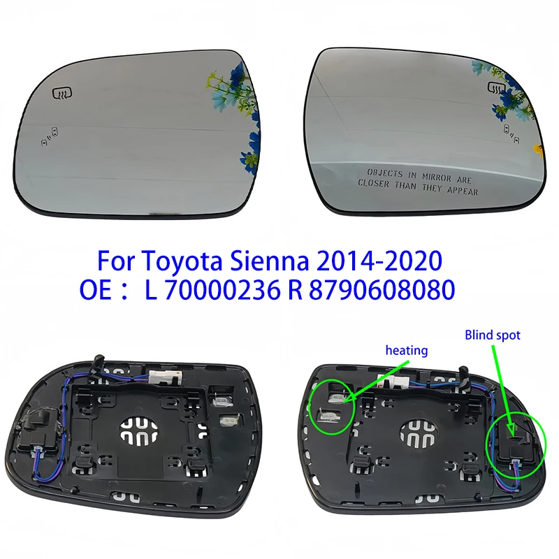 For Toyota Sienna 2014-2020 automotive rearview mirror with heated blind spot automotive lenses OE L 70000236 R 8790608080 new
For Toyota Sienna 2014-2020 automotive rearview mirror with heated blind spot automotive lenses OE L 70000236 R 8790608080 new