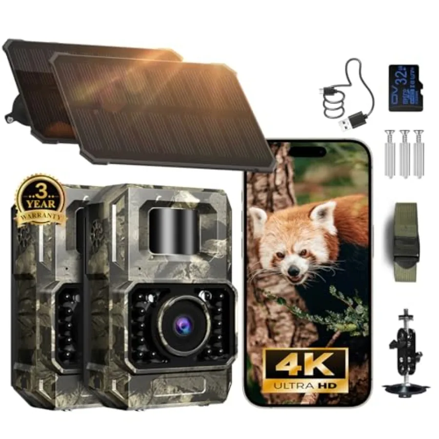 Wildlife monitoring: solar-powered, 4K/64MP, black, waterproof IP66 with night vision and motion activation
Wildlife monitoring: solar-powered, 4K/64MP, black, waterproof IP66 with night vision and motion activation