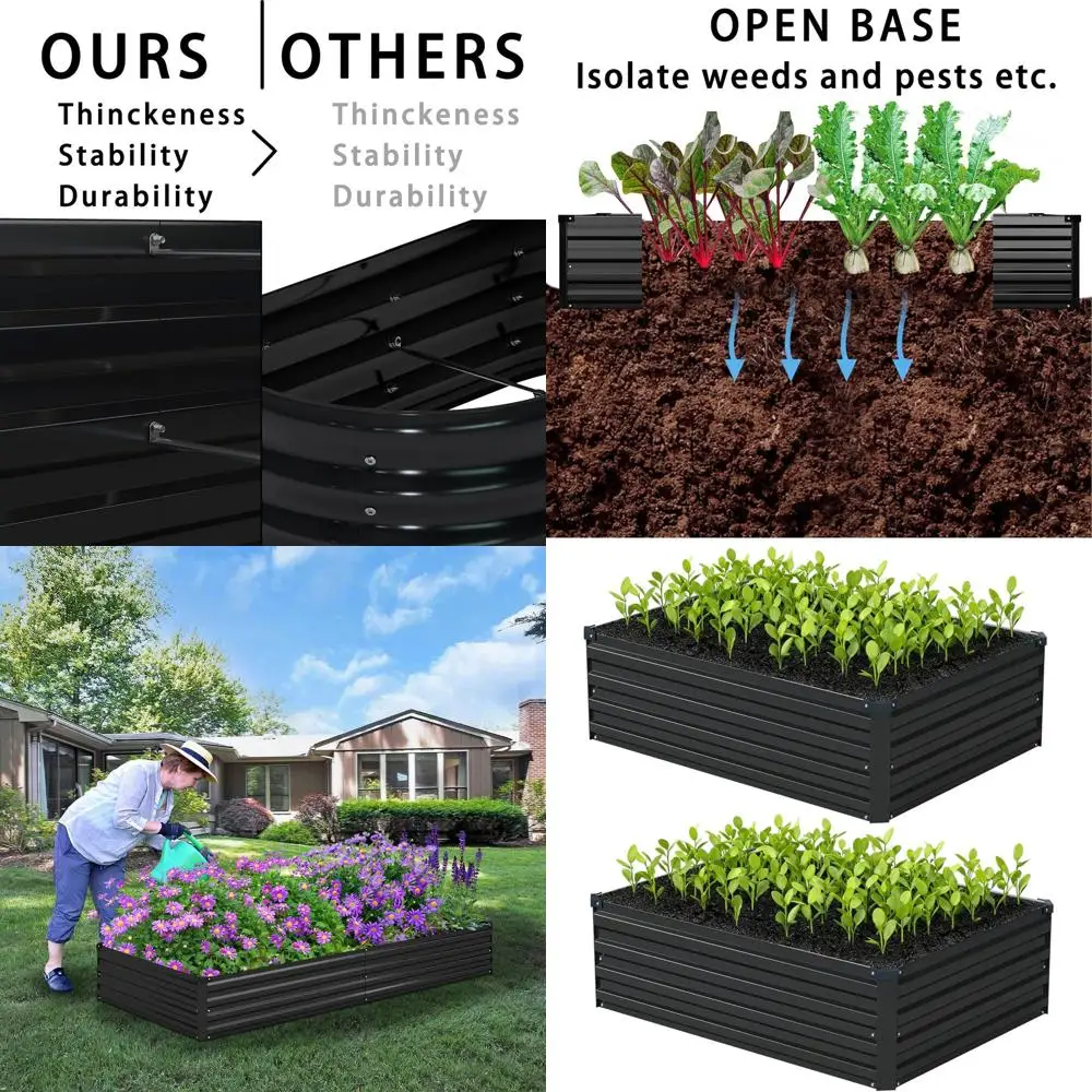 Комплект из 2 садовых кроватей из оцинкованного металла размером 4x3x1 футов для посадки на открытом воздухе — идеально подходит для овощей, цветов и трав
Комплект из 2 садовых кроватей из оцинкованного металла размером 4x3x1 футов для посадки на открытом воздухе — идеально подходит для овощей, цветов и трав