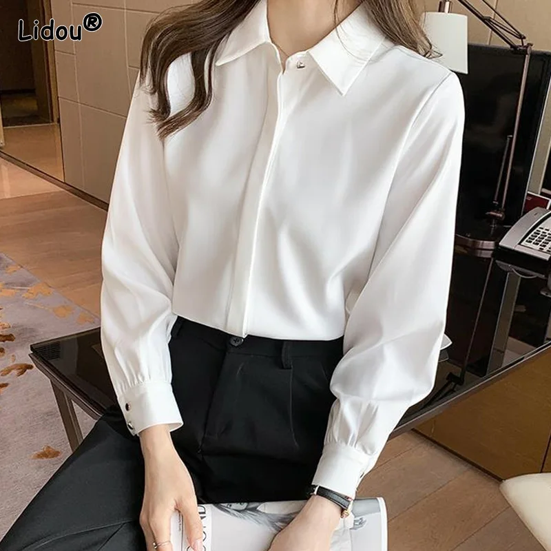 Professional White Straight Women Shirt Spring Summer Covered Button Solid Chiffon Women's Clothing Turn-down Collar Slim Wild
Professional White Straight Women Shirt Spring Summer Covered Button Solid Chiffon Women's Clothing Turn-down Collar Slim Wild