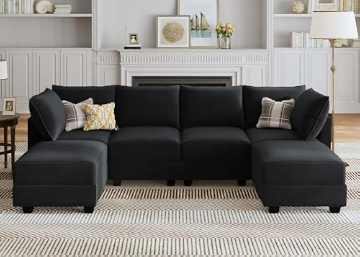 Modular Sectional Sofa with Storage,Velvet U Shaped Sectional Couch Black sectional couches for living room,Black
Modular Sectional Sofa with Storage,Velvet U Shaped Sectional Couch Black sectional couches for living room,Black