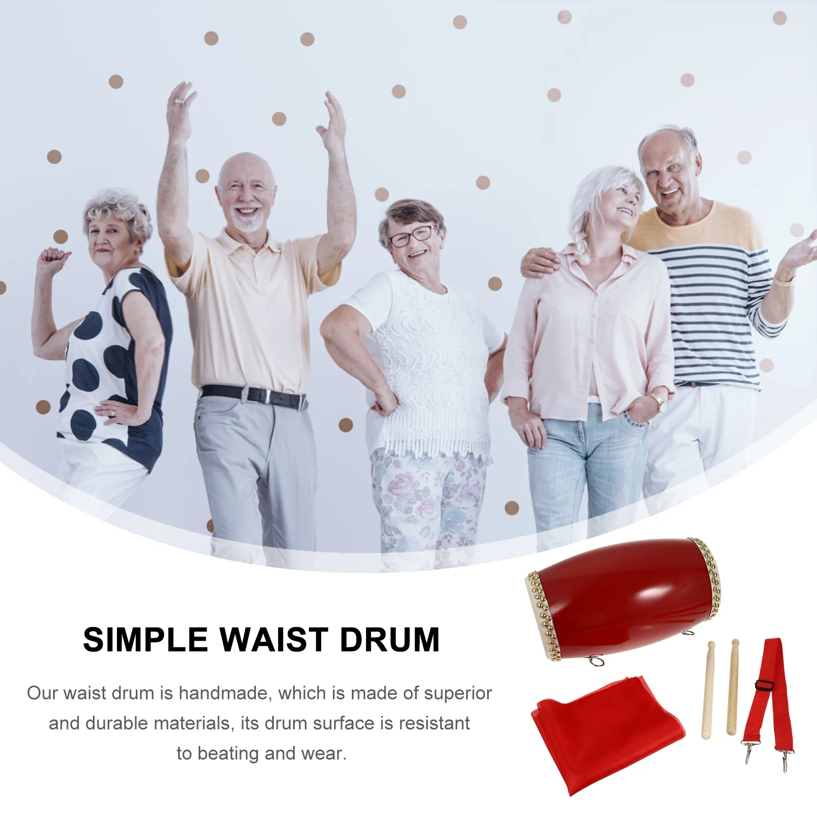 1Set Simple Waist Drum Handmade Drum Strong Rivets Appearance Traditional Folk Music Instrument for Adults and