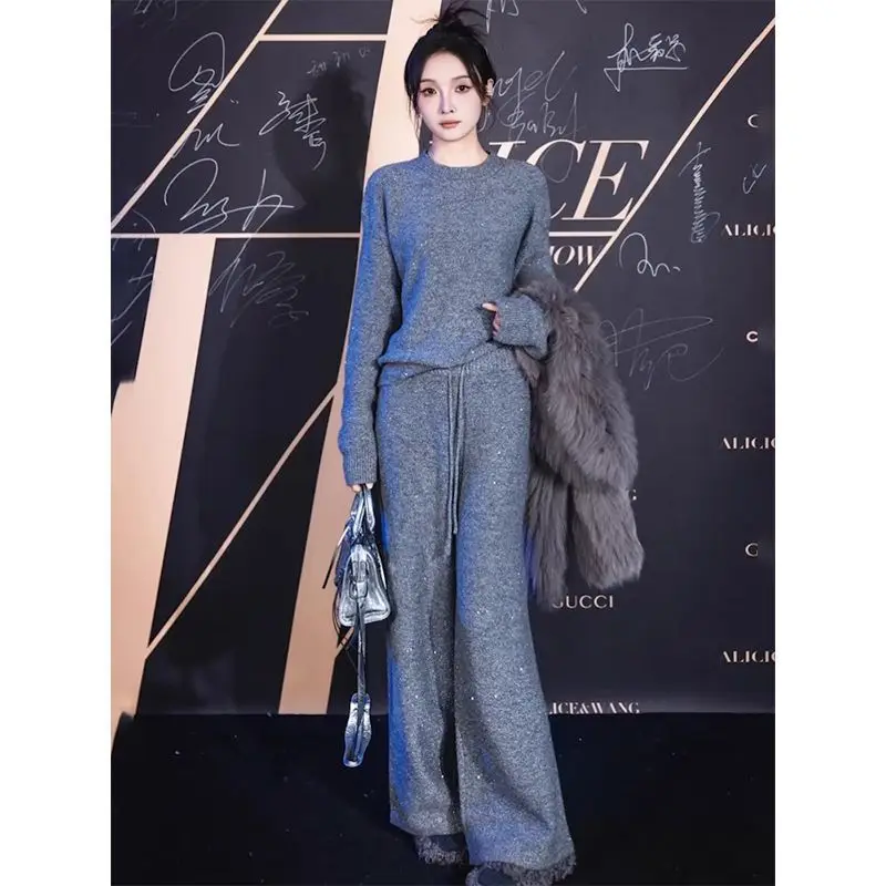 Chic Knitted Sweater Set Women's Autumn Winter Loose Lazy Sle Wide Leg Pants Two Piece Set Trendy round
Chic Knitted Sweater Set Women's Autumn Winter Loose Lazy Sle Wide Leg Pants Two Piece Set Trendy round