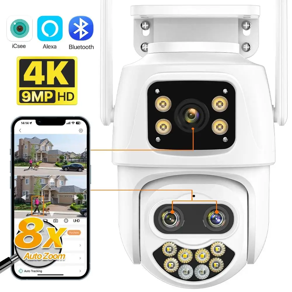 4K 9MP WIFI IP Camera Three Lens 8X Zoom Outdoor PTZ Camera 6MP HD AI Auto Tracking Security Camera P2P CCTV Surveillance iCSee
4K 9MP WIFI IP Camera Three Lens 8X Zoom Outdoor PTZ Camera 6MP HD AI Auto Tracking Security Camera P2P CCTV Surveillance iCSee