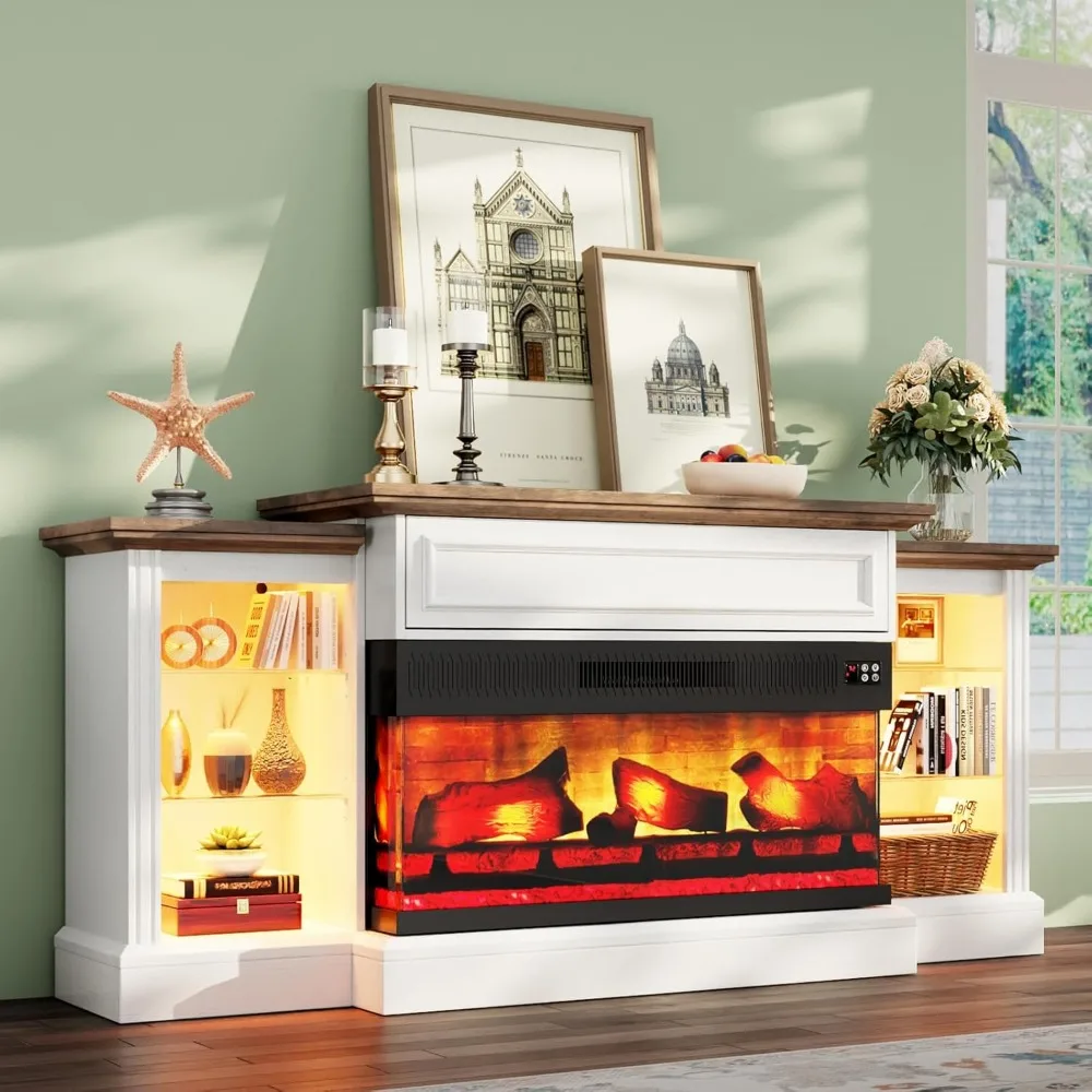 Electric Fireplace with Mantel, Farmhouse 3-Sided Fireplace TV Stand ,Entertainment Center with Adjustable Shelves & LED Light
Electric Fireplace with Mantel, Farmhouse 3-Sided Fireplace TV Stand ,Entertainment Center with Adjustable Shelves & LED Light