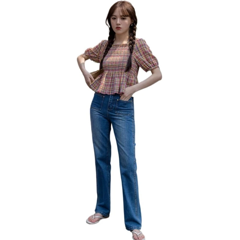 2024 New Korean Style Plaid Women's Tops Square Collar Half Sleeve Sweet Fashion Cute Puff Sleeve Ladies Casual Cotton Vintage
2024 New Korean Style Plaid Women's Tops Square Collar Half Sleeve Sweet Fashion Cute Puff Sleeve Ladies Casual Cotton Vintage