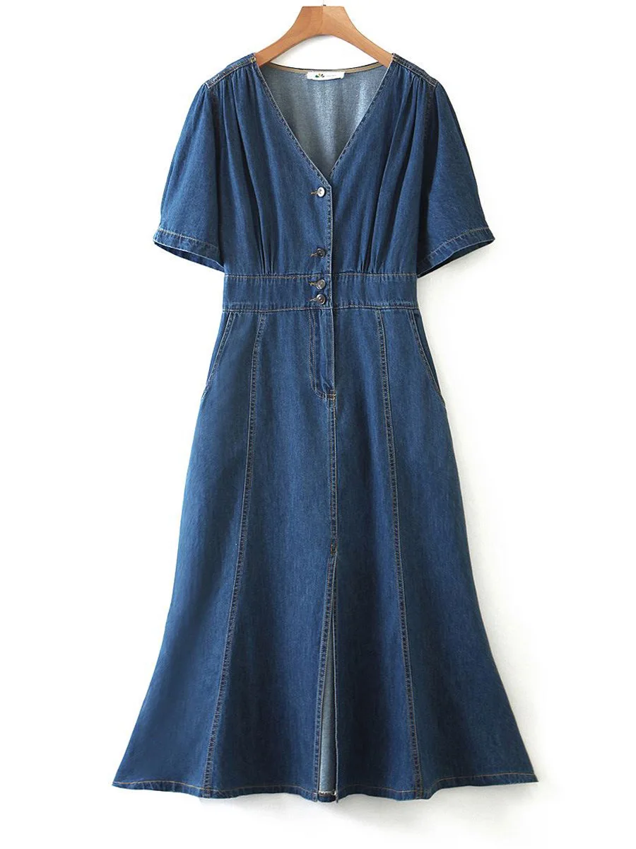 Good Quality Plus Size Mermaid Dress Women 2023 Spring Summer V-Neck Short Sleeve Split Denim One-Piece Oversized Curve Clothes
Good Quality Plus Size Mermaid Dress Women 2023 Spring Summer V-Neck Short Sleeve Split Denim One-Piece Oversized Curve Clothes