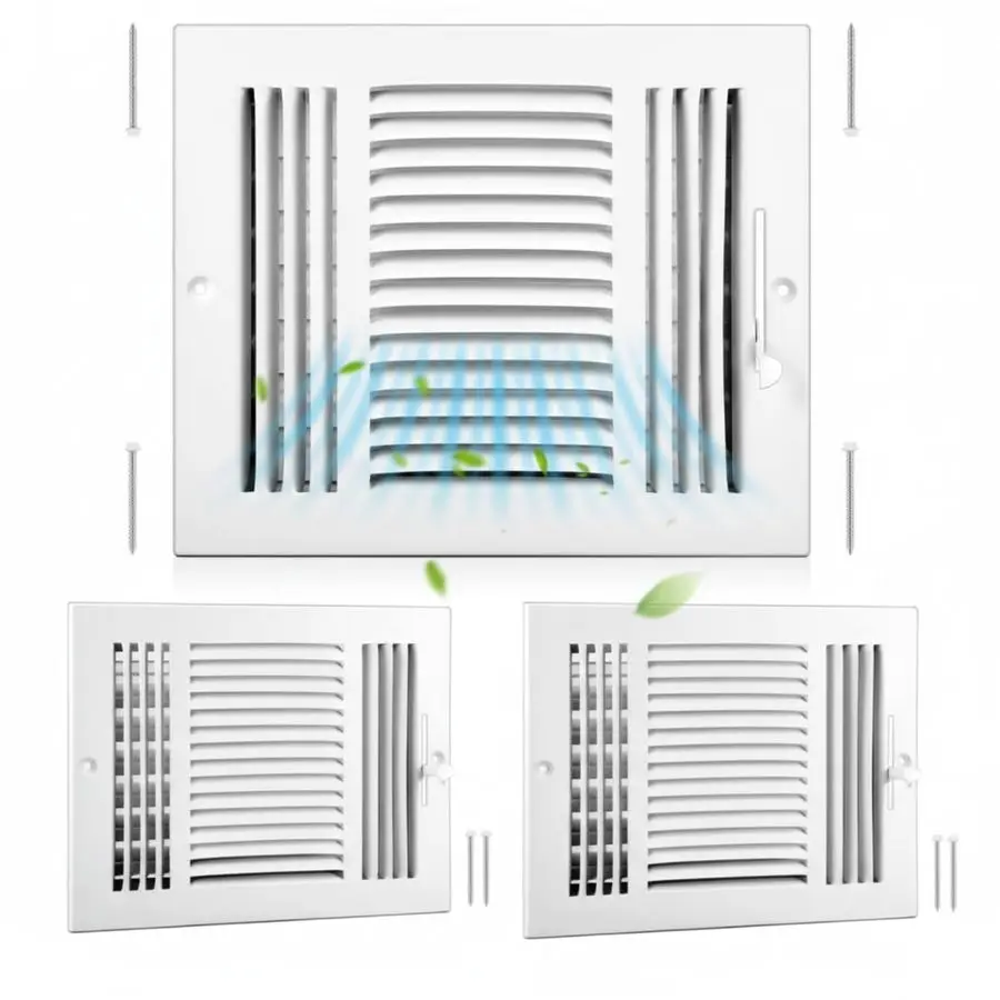 3 Pcs 8 x 10 Inch Air Ceiling Vent Covers 3 Way Sidewall Wall Ceiling Register Air Conditioner Vent Cover Solid Steel HVAC for H
3 Pcs 8 x 10 Inch Air Ceiling Vent Covers 3 Way Sidewall Wall Ceiling Register Air Conditioner Vent Cover Solid Steel HVAC for H