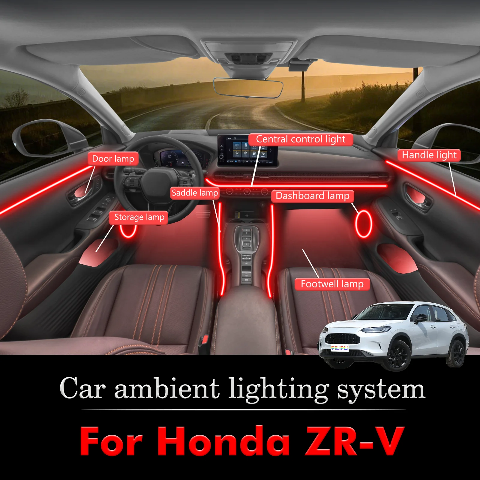For Honda ZR-V Smart Remote Control Car Interior Ambient Light RGB 64 Colors LED Energy Saving Efficient Lamp Set
For Honda ZR-V Smart Remote Control Car Interior Ambient Light RGB 64 Colors LED Energy Saving Efficient Lamp Set