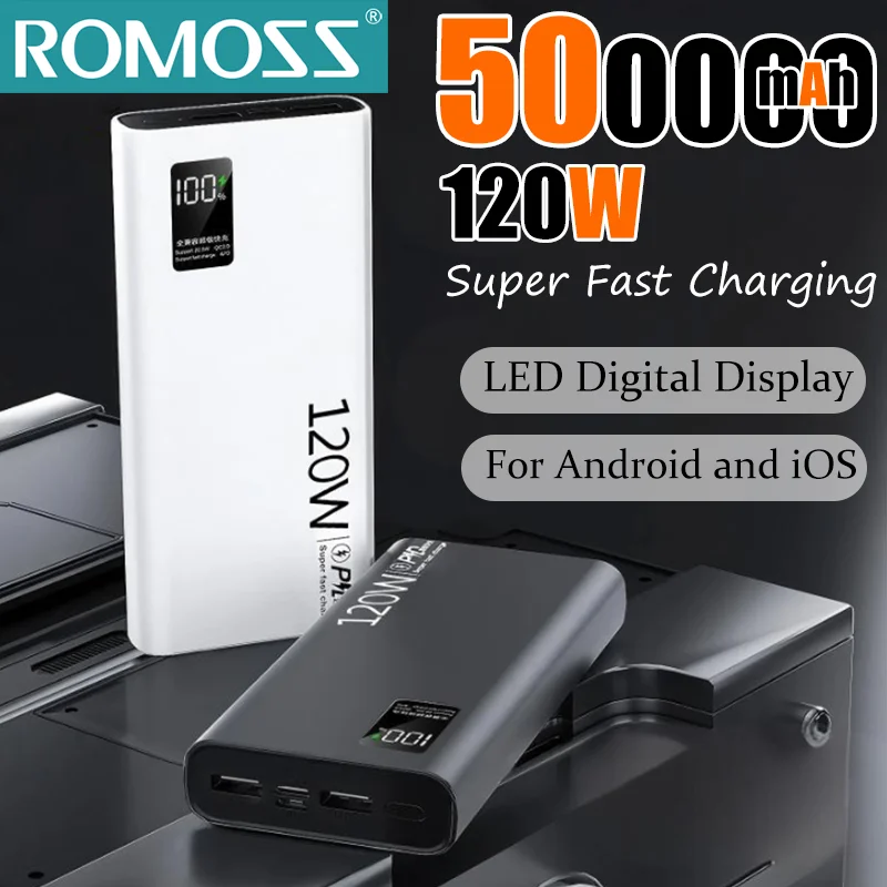 ROMOSS 50000 мАч Power Bank высокой емкости 120 Вт Быстрая зарядка со светодиодным дисплеем Портативное зарядное устройство для iPhone Samsung Huawei
ROMOSS 50000 мАч Power Bank высокой емкости 120 Вт Быстрая зарядка со светодиодным дисплеем Портативное зарядное устройство для iPhone Samsung Huawei