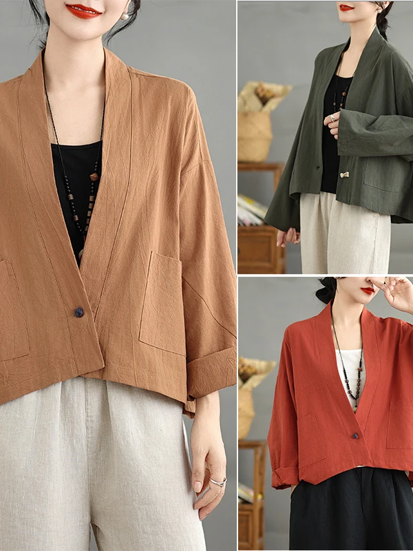 Retro Waed Long Sve ort Open Cardigan Jaet Women's Large Size Buttoned Tag Vintage Sle Cotton Linen Outerwear
Retro Waed Long Sve ort Open Cardigan Jaet Women's Large Size Buttoned Tag Vintage Sle Cotton Linen Outerwear