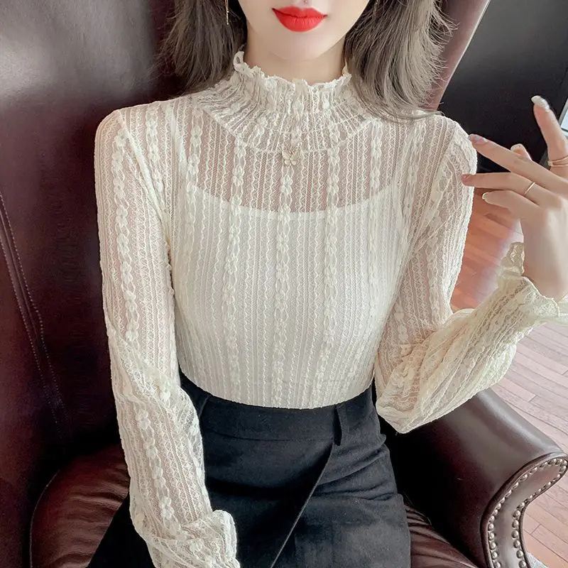 Женская кружевная майка с высоким воротником и длинными рукавами, облегающая, для ношения под одеждой, Cleanfit, новинка зимы
Женская кружевная майка с высоким воротником и длинными рукавами, облегающая, для ношения под одеждой, Cleanfit, новинка зимы